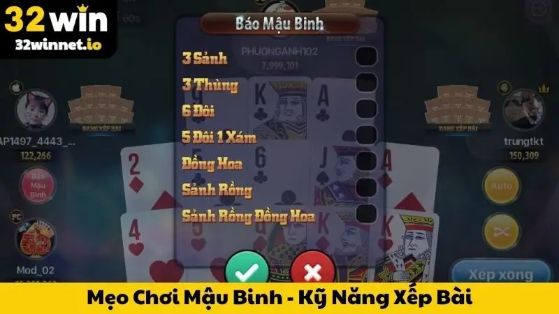 Mẹo Chơi Mậu Binh - Kỹ Năng Xếp Bài, Bách Chiến Bách Thắng